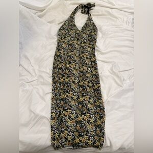 Forever 21 Black Floral Backless Dress